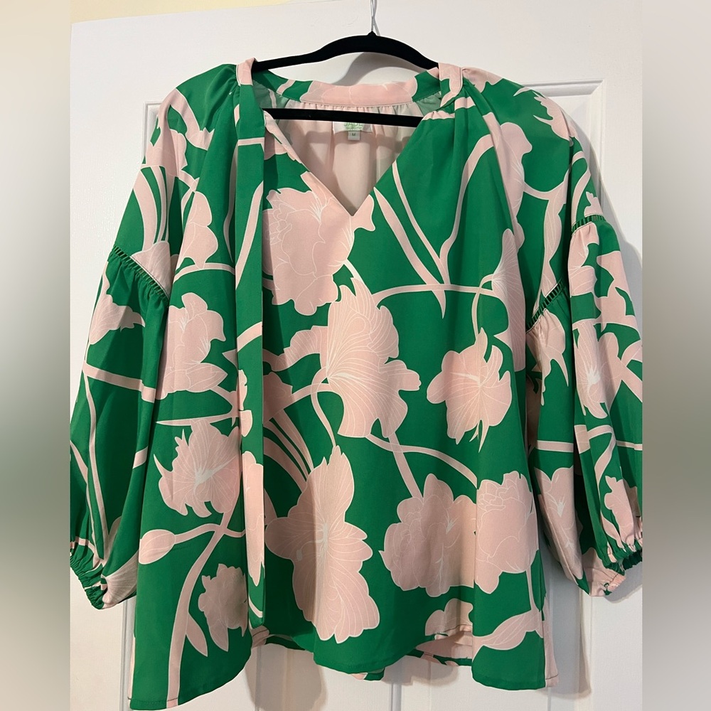 Pink and green blouse